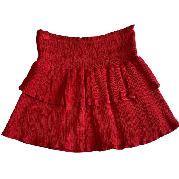 ALTAR'D STATE Girls Maroon Tiered Smock Skirt Small NWOT - Picture 6 of 6